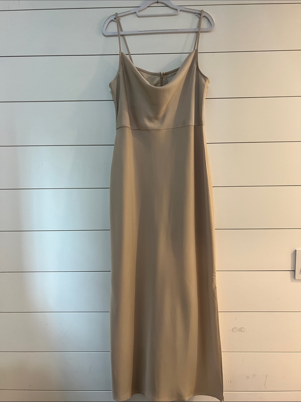 BHLDN Elegant Cali (Neutral) Maxi Slip Dress with Cowl Neck